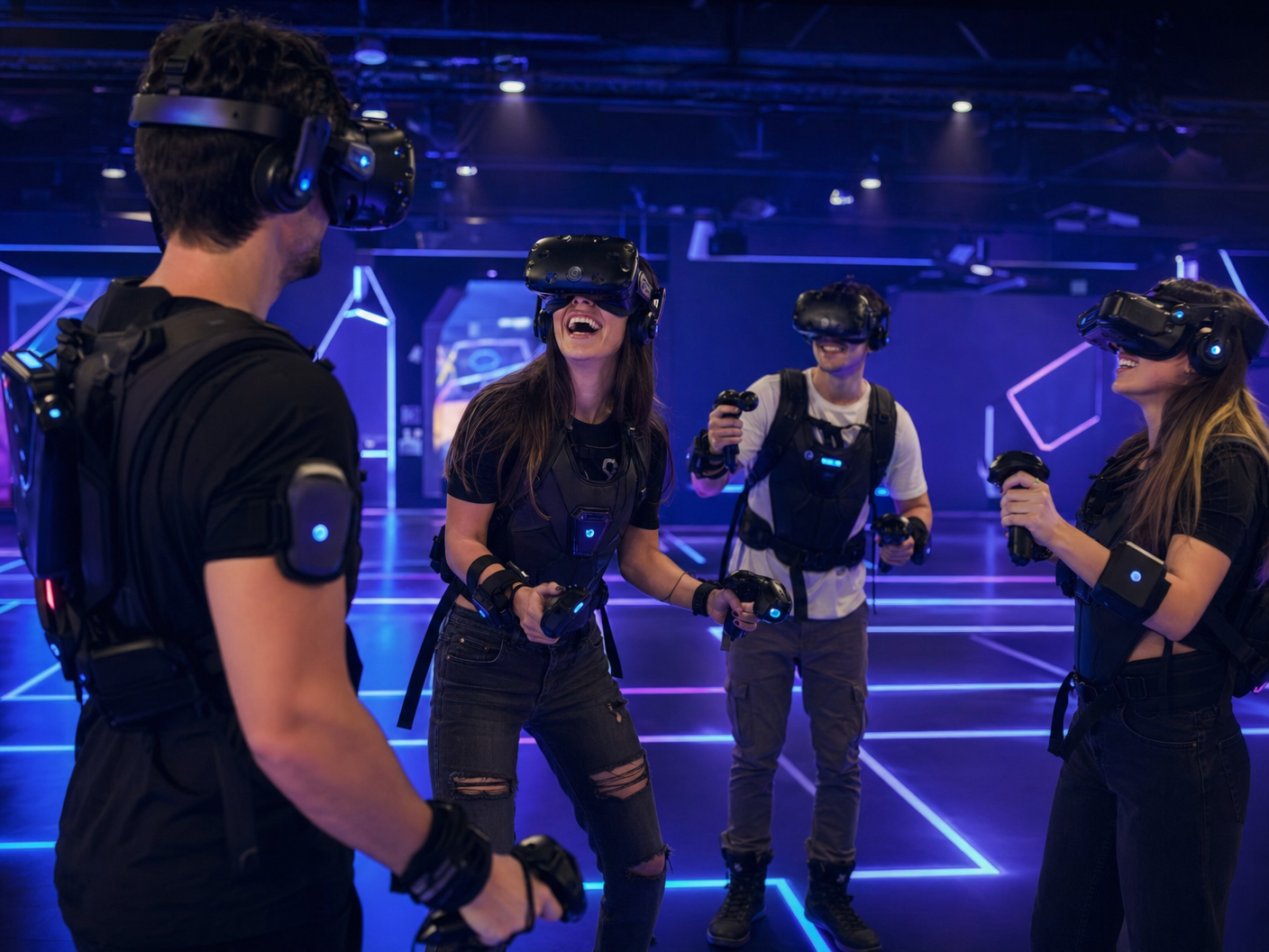 Group of friends in a VR multiplayer session